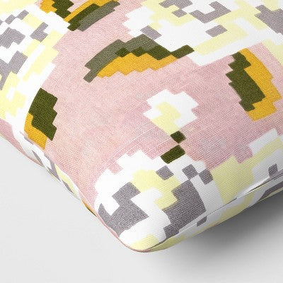 16" x 16" Woven Cotton Throw Pillow Pixel Rose - Room Essentials