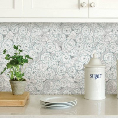 NuWallpaper Oopsie Daisy Peel and Stick Wallpaper Gray: Removable Vinyl, Self-Adhesive Floral, Modern Botanical Decor