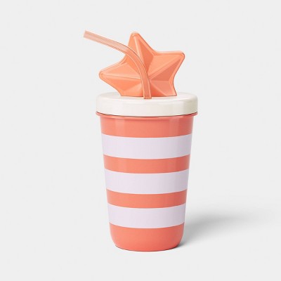 16 fl oz Striped Figural Star Straw Tumbler Pink - Sun Squad