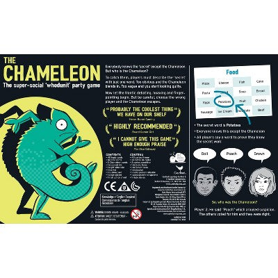 The Chameleon Board Game: Social Skills Party Games for 3-8 Players with Cards, Dice & Instructions by Big Potato