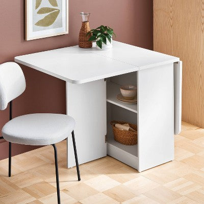Drop Leaf Dining Table with Storage Shelves White - Room Essentials (LOCAL PICKUP ONLY)