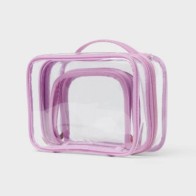 Double Sided Travel Bag - Clear/Purple