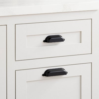 3.75" Vintage Library Drawer Bin Pulls Matte Black (Set of 2) - Hearth & Hand with Magnolia: Zinc Alloy Cabinet Hardware