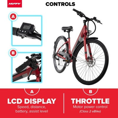Huffy Lyndon Step-Through Electric Bike - 27.5" Wheels - 20 MPH - 36V - Red (LOCAL PICKUP ONLY)