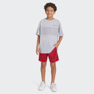 Champion Boys Oversized Mesh Panel T-Shirt Heathered Gray M 10/12