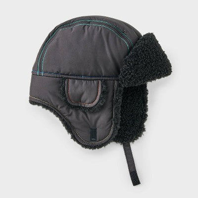 Baby Boys' Colorblock Faux Shearling Trapper Hats - Cat & Jack Black 12-24M