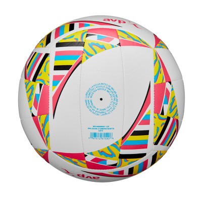 Wilson AVP Movement Volleyball - White/Pink/Yellow: Size 5 Outdoor TPU Sports Ball for Adults