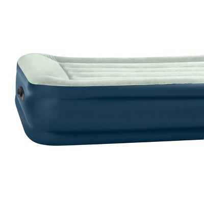 Intex Elevated 18" Pillow Rest Twin Air Mattress with Internal Pump - Off-White/Blue: Includes Storage Bag, Repair Patch, Electric Pump