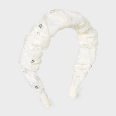 Girls' Ruffled with Beads Headband - Cat & Jack Ivory