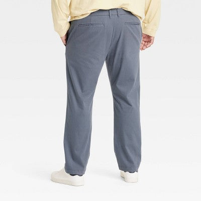 Men's Comfort Wear Slim Fit Pants Gray 30x30, Mid Rise, Twill