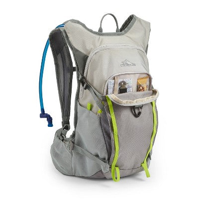 High Sierra Hydrahike 2.0 16L Hydration Water Backpack with Insulated Reservoir Pocket for Hiking, Running, Climbing, or Cycling, Gray & Green
