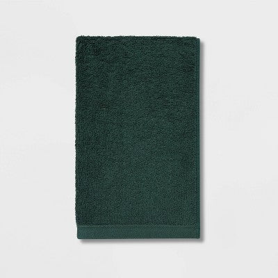 4pk Antimicrobial Assorted Bath and Hand Towel Set Dark Green - Room Essentials: Cotton Dobby Weave, Midweight GSM
