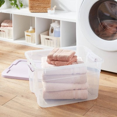 66qt Clear Latching Storage Box Lavender Splash - Brightroom (LOCAL PICKUP ONLY)