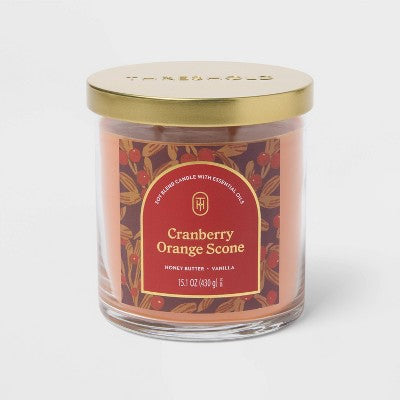2 Wick 15.1oz Lidded Jar Candle Cranberry Orange Scone - Threshold