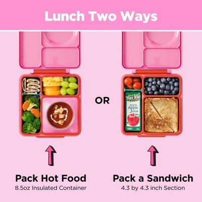 OMIE OmieBox Insulated Bento Lunch Box with Leakproof Thermos Food Jar 3 Compartments - Pink Berry