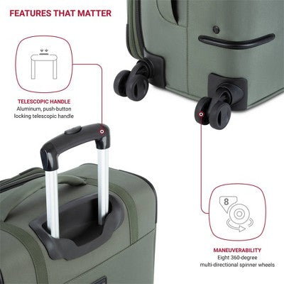 SWISSGEAR Zurich Softside Medium Checked Spinner Suitcase - Green