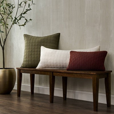 Jeremiah Brent Home 36"x14" Box Rice Stitch Gauze Oversized Oblong Accent Pillow Cream