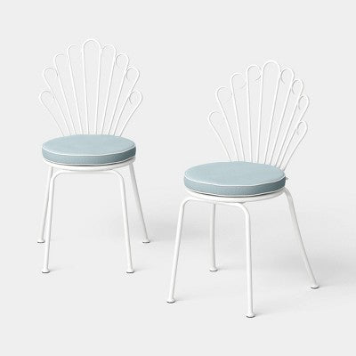 2pk Metal Stackable Shell Outdoor Patio Dining Chairs White - Threshold designed with Studio McGee (LOCAL PICKUP ONLY)