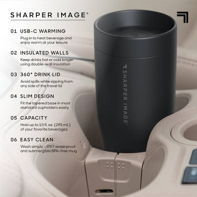 Sharper Image Heated Travel Mug Black