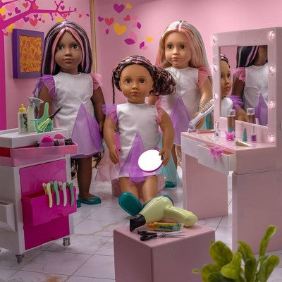 Our Generation Tasha 18" Rainbow Hair Grow Doll with Hair Clips and Styling Book Accessories
