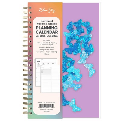 Blue Sky 5"x8" 2025-2026 Weekly/Monthly Wirebound Planner Butterfly Confetti Lavender