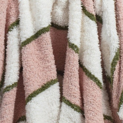 Cozy Woven Stripe Throw Blanket Pink/Ivory/Olive - Room Essentials