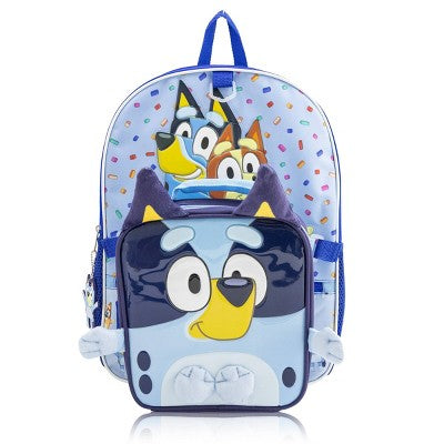 Bluey 15.5L Backpack 5pc Set with Headphone and Hood - Blue