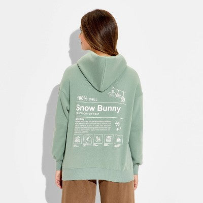 Women's Over Graphic Hooded  Sweatshirt  Wild Sage Green Quote S