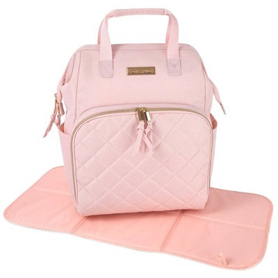 Baby Essentials Diaper Bag - Pink: Stylish Backpack, Polyester Material, Solid Pattern, Spacious Design