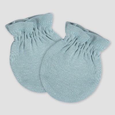 Gerber Baby 6pk Hat & Mitten Set - Blue: Cotton Knit, Elastic Cuffs, 12 Months, Solid Pattern