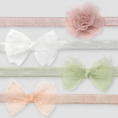 Carter's Just One You Baby Girls' 4pk Headwrap- Pink/Green Newborn