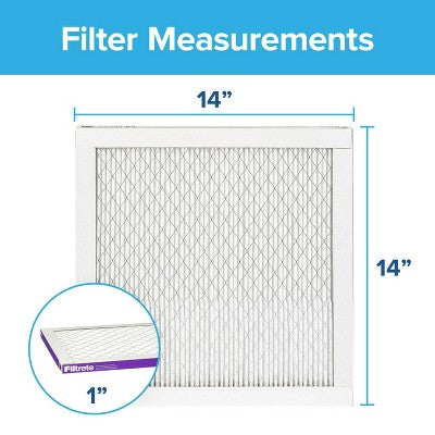 Filtrete 14x14x1 Allergen Bacteria and Virus Air Filter 1500 MPR: Electrostatic Furnace Filter, MERV 12, 3-Month Use