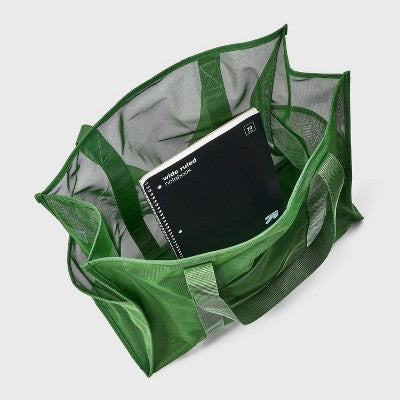 Mesh Packable Tote Handbag - Shade & Shore Green: Unstructured Recycled Polyester Beach Bag
