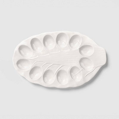 14" Stoneware Radicchio Egg Plate White - Threshold