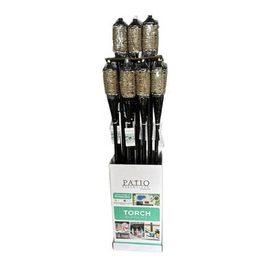 Patio Essentials 60.04" Woven Rope Bamboo Outdoor Torch Natural Wood/Black (LOCAL PICKUP ONLY)