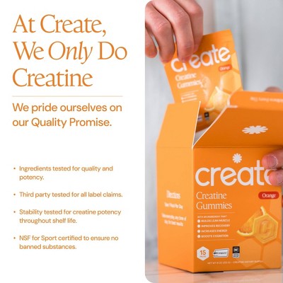 Create Wellness Gummies Made with Pure Creatine Monohydrate NSF Certified for Sport - Orange - 45ct/15 Servings