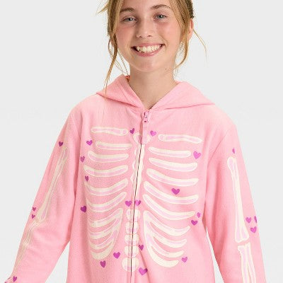 Girls' Halloween Skeleton Union Suit - Cat & Jack Pink S