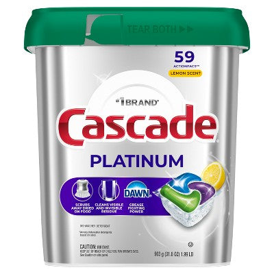 Cascade Platinum Action Pacs Dishwasher Detergent - Lemon - 59ct