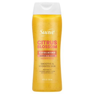 Suave Exfoliating Sulfate-Free Hydrating Body Wash and Scrub - Citrus Blossom - 18 fl oz: For Normal Skin, Whole Body, Liquid Form, Squeeze Bottle