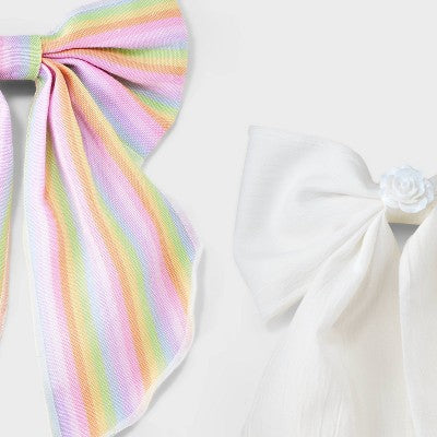 Girls' 2pk Barrette Bow Set - Cat & Jack?: Fashion Hair Clips for All Hair Types, Polyester and Cotton Mix
