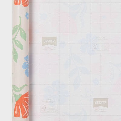96"x30" Floral Wrapping Paper Cream - Spritz (LOCAL PICKUP ONLY)