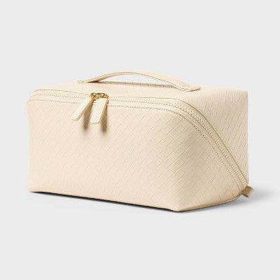 Sonia Kashuk Diagonal-Zip Makeup Bag - Textured Cream