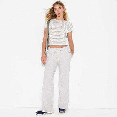 Women's Mid-Rise Knit Sweatpants - Heather Gray L