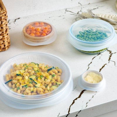 stasher Premium Silicone Reusable Food Storage Lids Starter Kit - Clear - 4pk