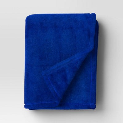 Solid Colored Plush Throw Blanket Cobalt - Room Essentials