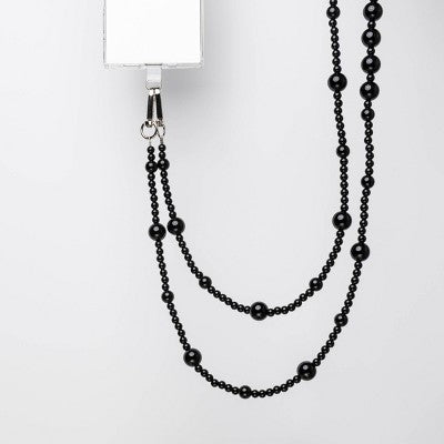 Hello Lux Phone Crossbody Strap - Mixed Black Beads