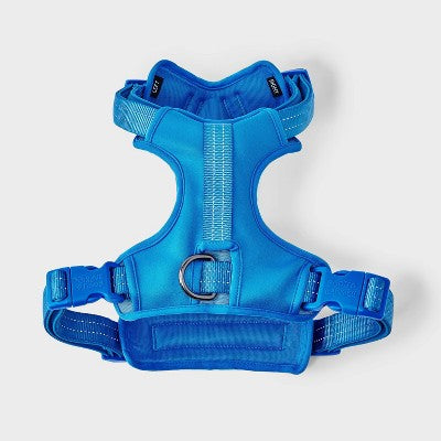 Reflective, Adjustable and Reinforced Stitching Comfort Dog Harness - L - Blue - Boots & Barkley