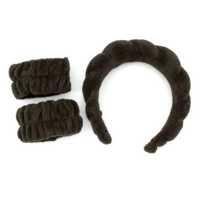 Spa Headband and Wristbands Charcoal - Bullseye's Playground