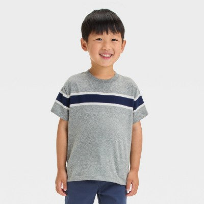 Toddler Boys' Striped T-Shirt - Cat & Jack Heather Gray 2T