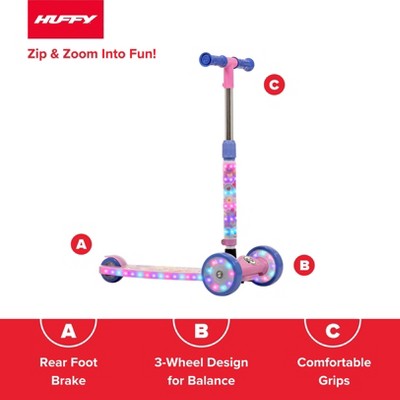 Huffy Disney Princess 3-Wheel Scooter with LED Lights - Pink/Purple